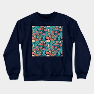 Dark blue cottagecore flower pattern Crewneck Sweatshirt